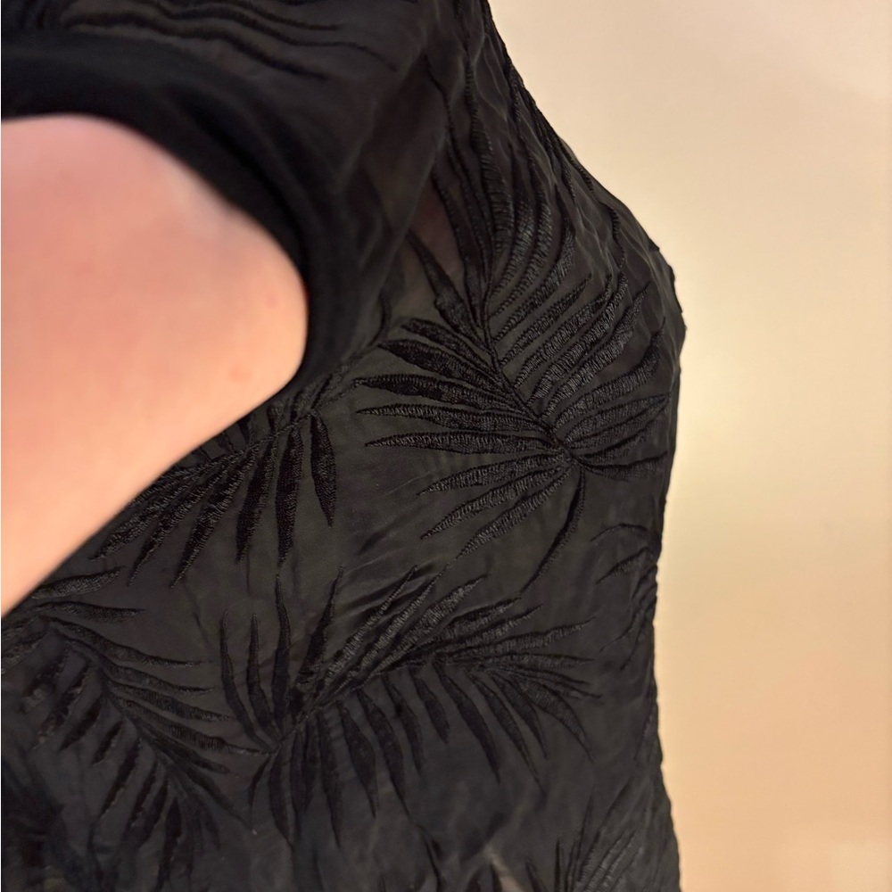 Black Leaf Patterned Top - image 1